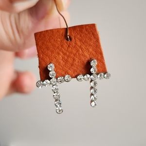 Cross Jewel Stud Earrings